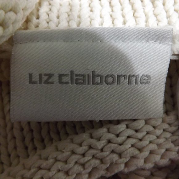 Liz Claiborne Off-White Cotton Knit Sweater M - Picture 14 of 16
